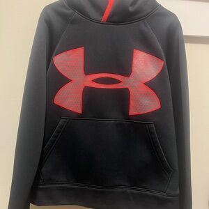 Under Armour Red and Black Pullover Hoodie with Logo youth xs